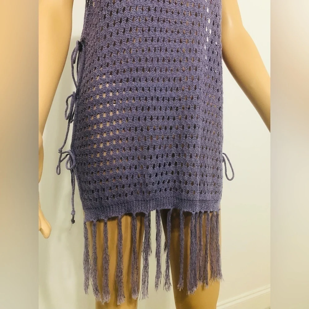 Woven Purple Swimsuit Bathing suit Mesh Cover Up One Size